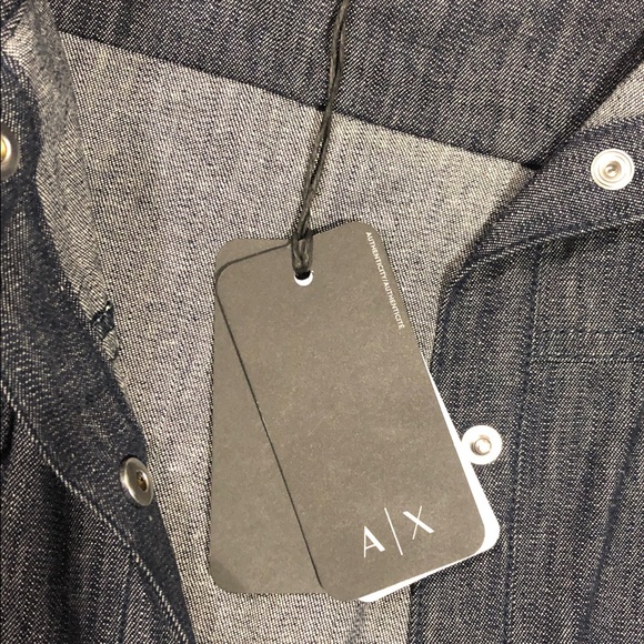 New Armani Exchange Denim Button Down Shirt XL - Picture 6 of 11